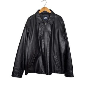 GAP Men’s Genuine Leather Black Jacket XL